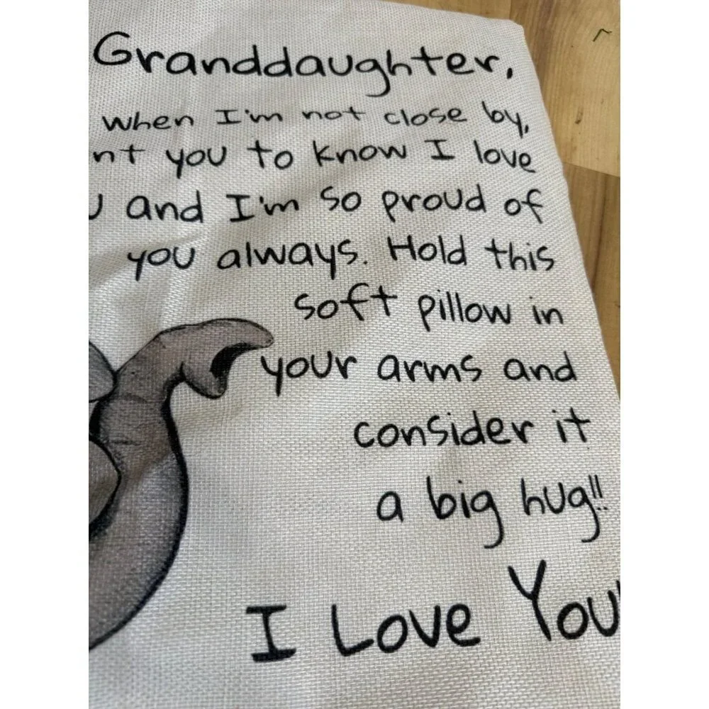 Granddaughter Quote Throw Pillowcase with Elephant Design